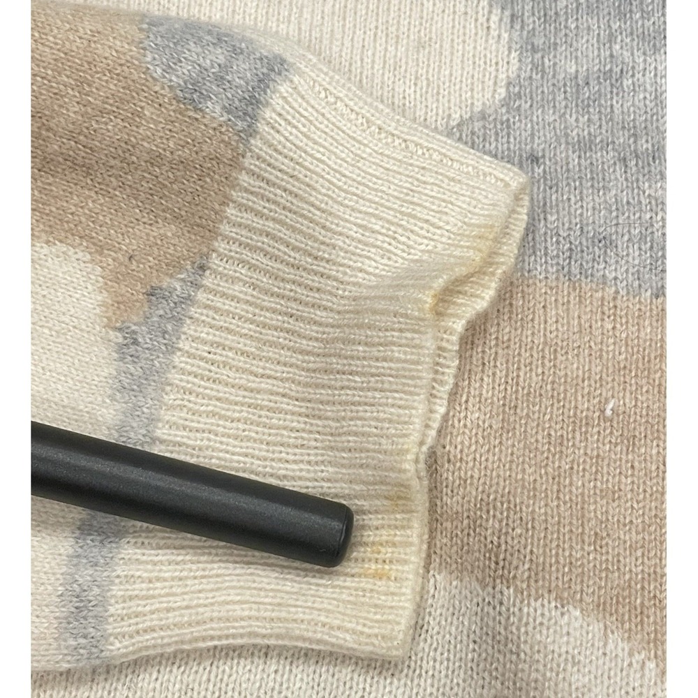 Jumper 1234 Camo Cashmere Sweater V Neck Beige Gray White Women's Size L - Picture 9 of 11